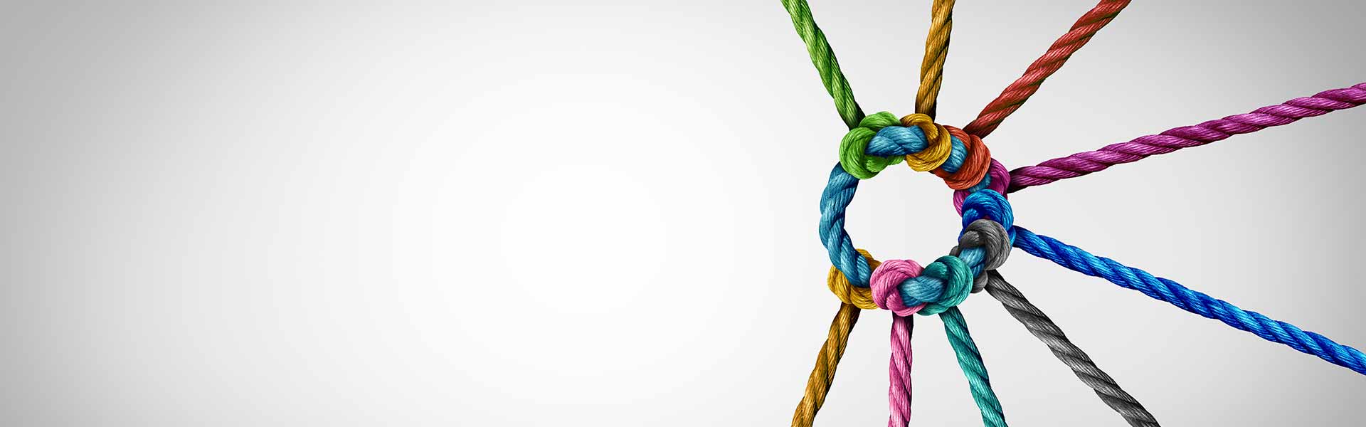 rainbow coloured knotted ropes